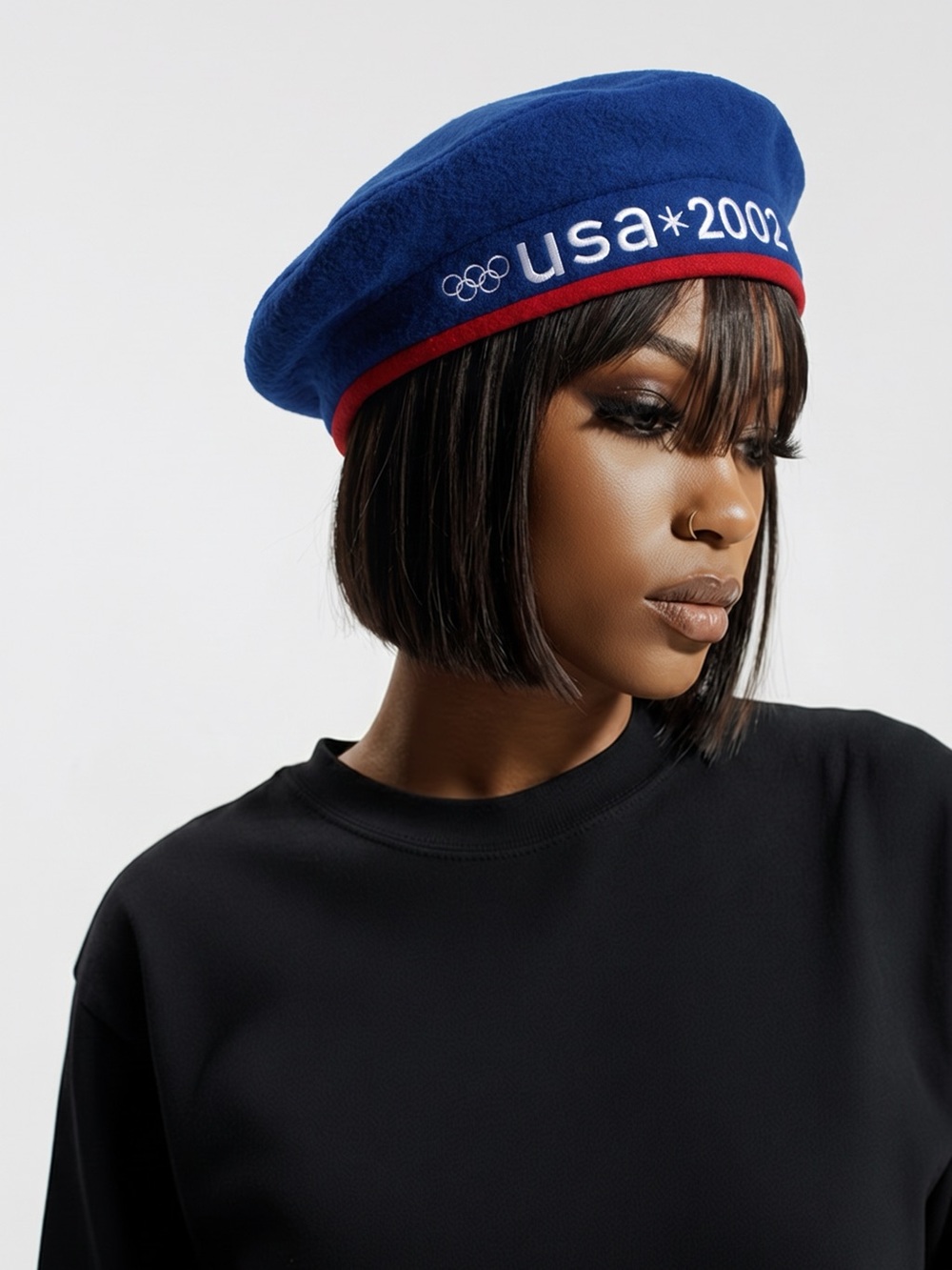 NWOT Vintage 2002 Team USA Salt Lake City Olympics Roots Fleece Beret Hat